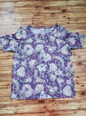 Disney x LuLaRoe Princess Women's Top Shirt 2XL Purple Tunic Short Sleeved